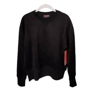 NWT Betsy Johnson S Black Brushed Boyfriend Sweatshirt Oversized Fuzzy Soft Cozy